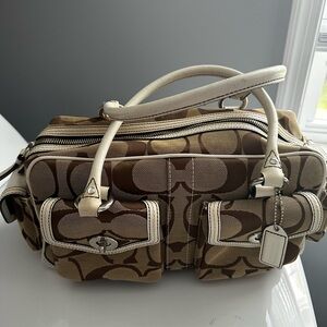 Coach Brown and Cream Signature Handbag